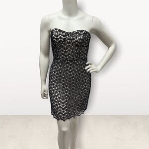 Cynthia Steffe Black & White Floral Strapless Dress